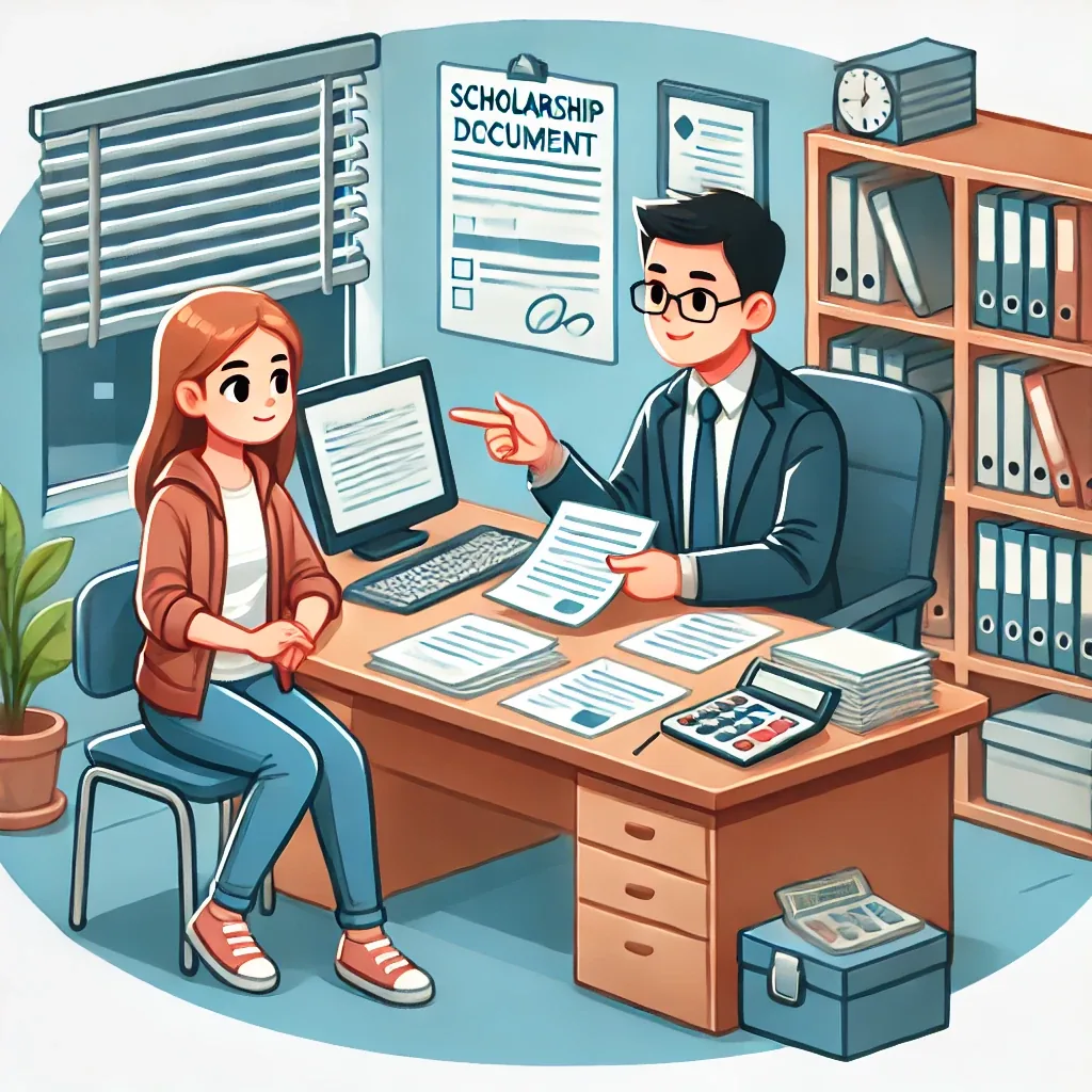 Indian student discussing education loan budget and financial documents with a financial advisor