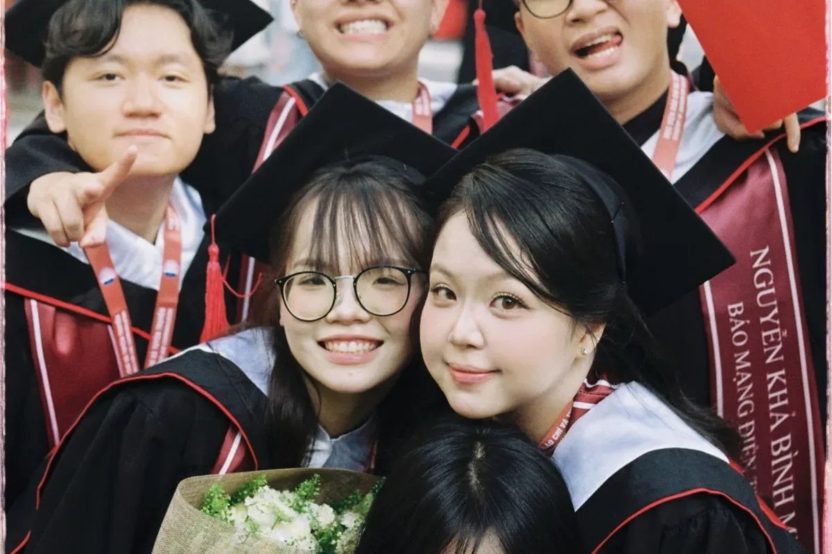 Graduates celebrating with diplomas after finishing an Irish university masters