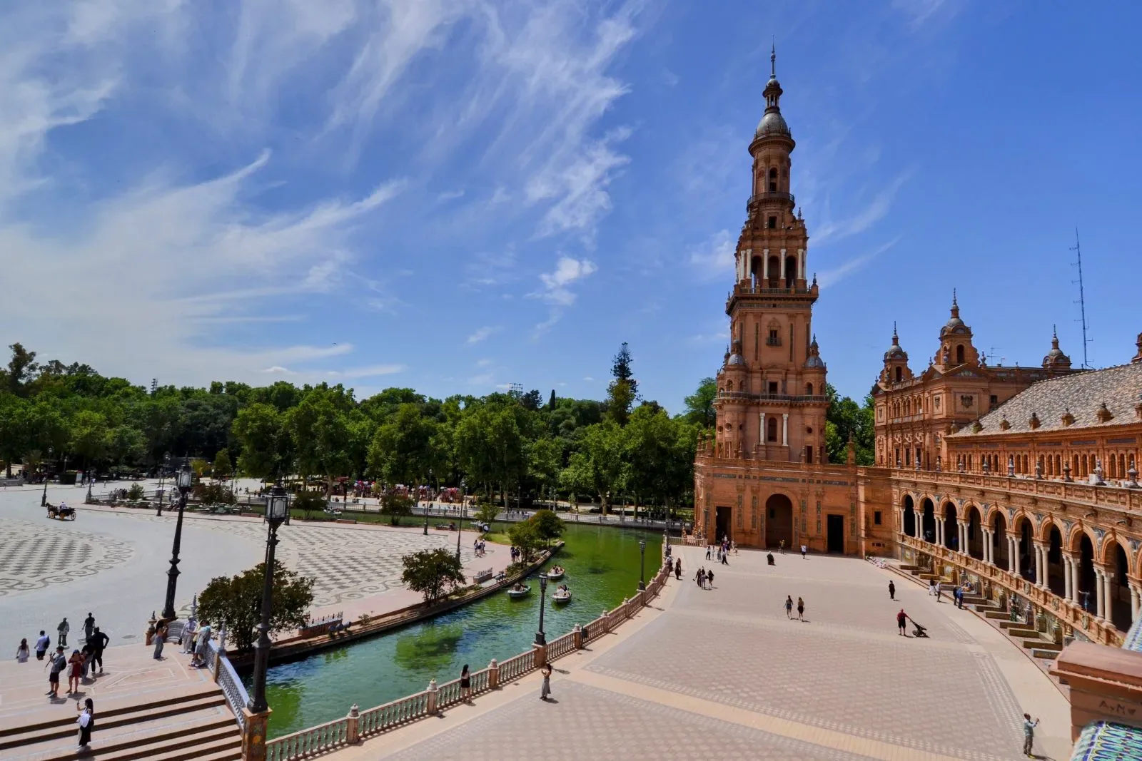Plaza de Espana in Seville, Spain, seen from the north tower